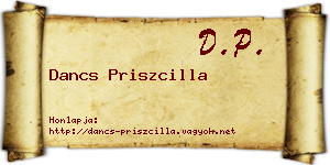 Dancs Priszcilla névjegykártya